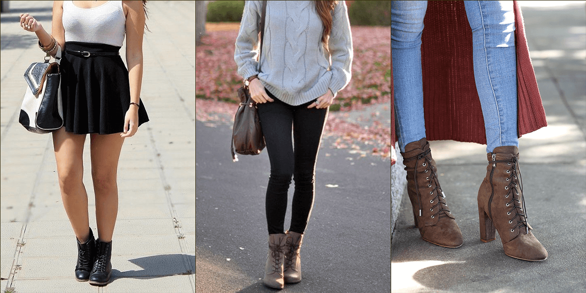 How to Style Women's Lace-Up Boots with Dresses, Jeans etc
