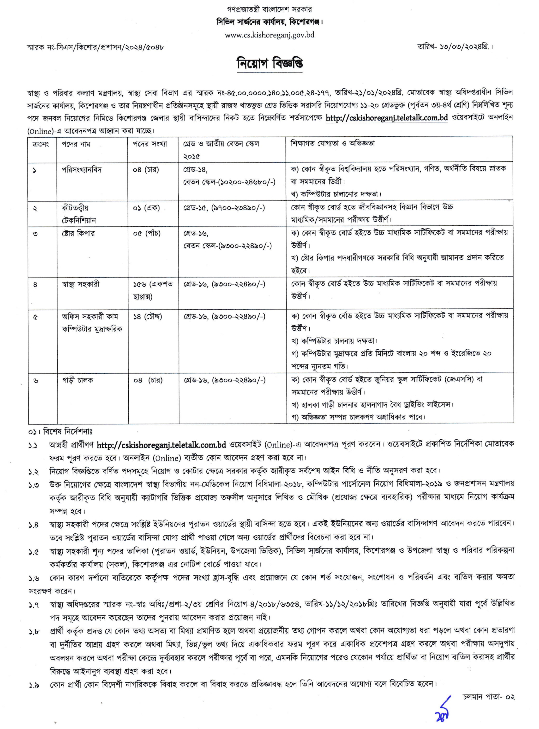 cskishoreganj teletalk com bd