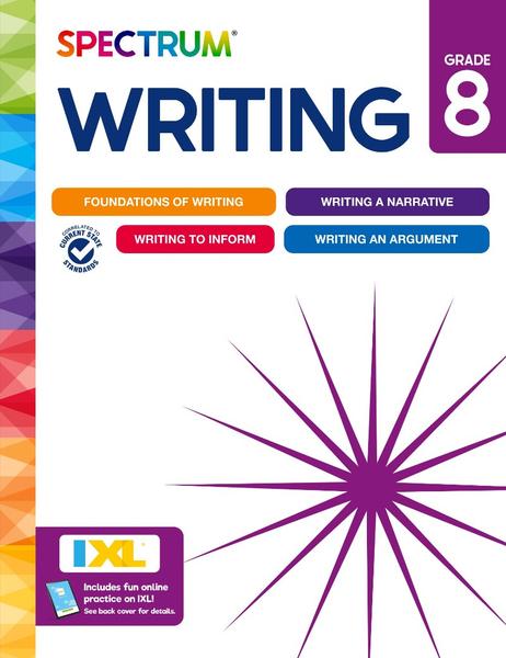 Spectrum 8th Grade Writing Workbook 192 Page Book Middle School Writing Prompts C...