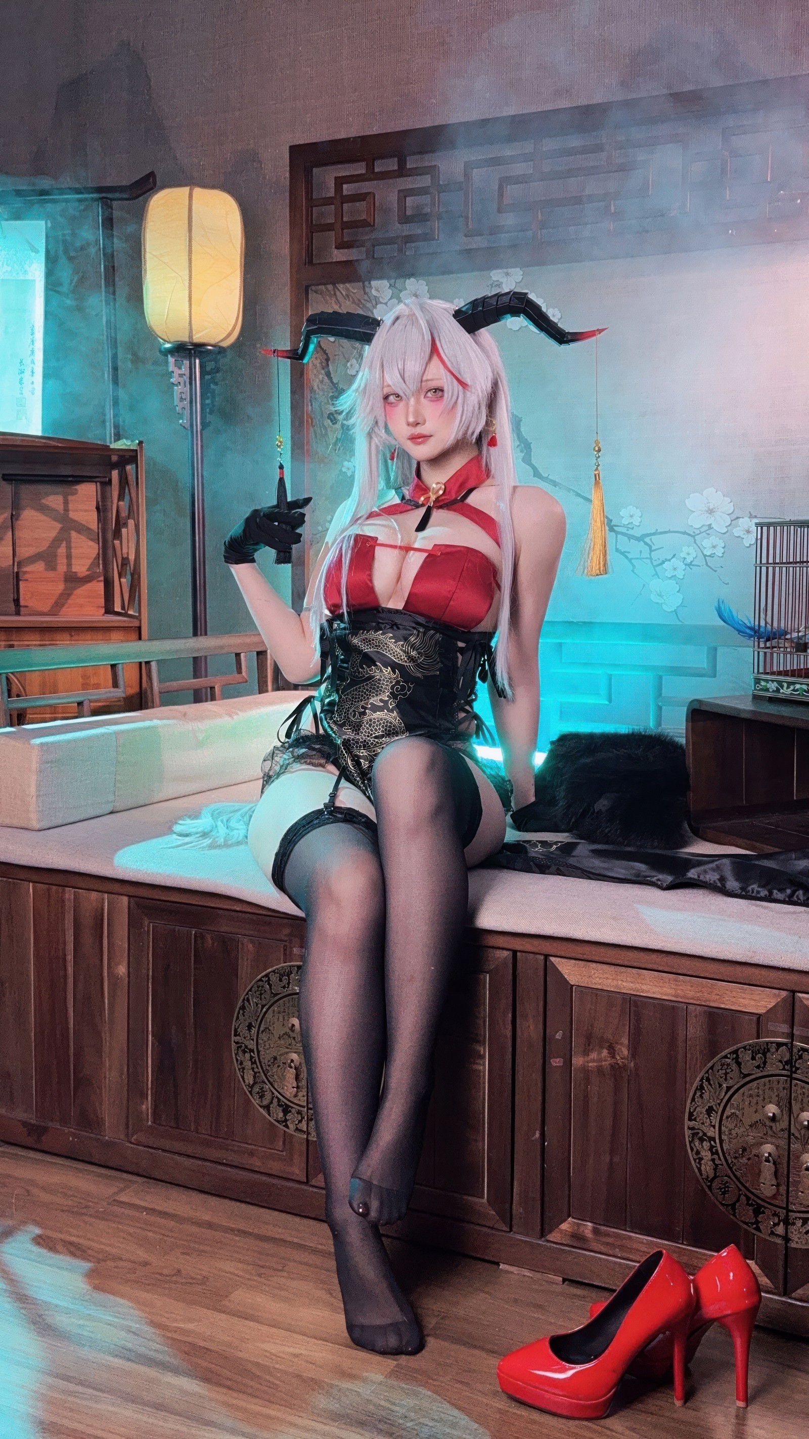 屿鱼 Yuyu 碧蓝航线 埃吉尔 旗袍 Cosplay 写真图集（50P｜990MB）插图9