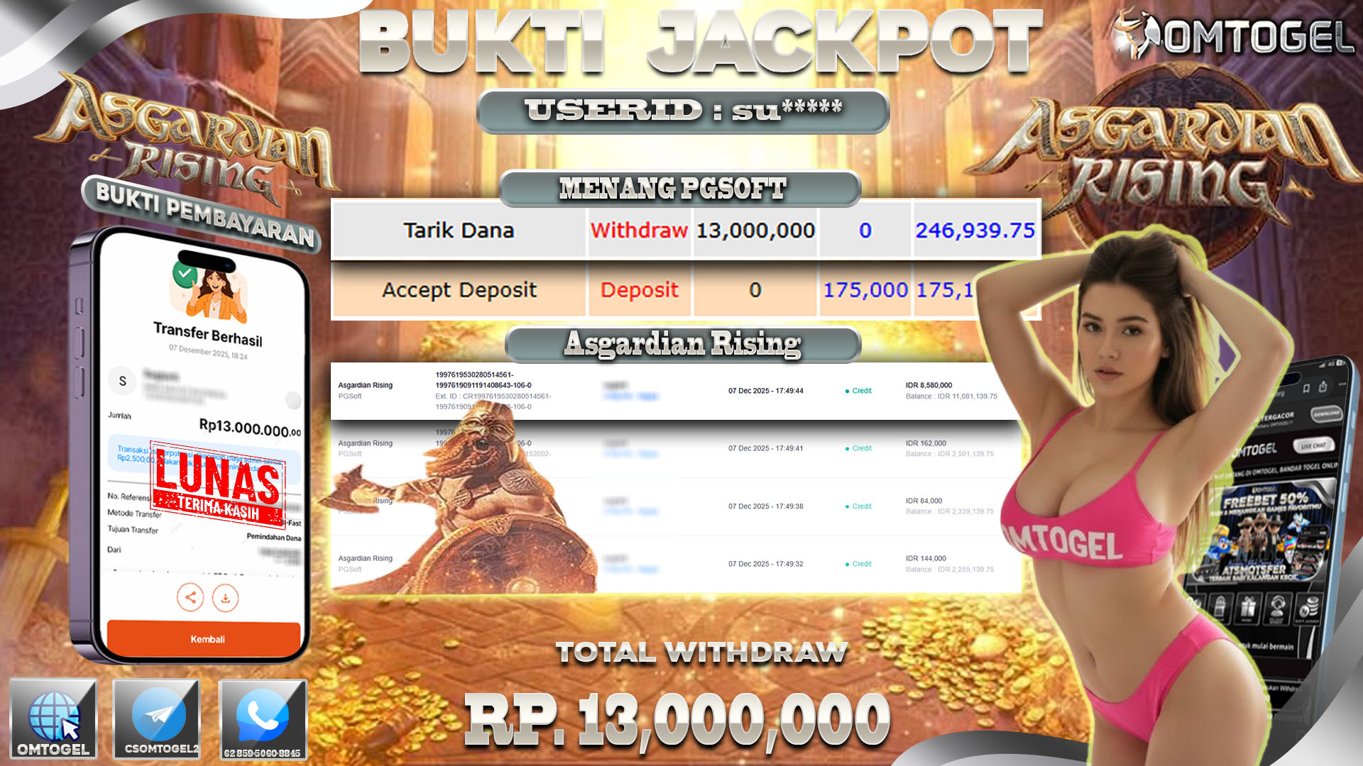 OMTOGEL JACKPOT PGSOFT ASGARDIAN RISING ,13 JUTA DI BAYAR LUNAS ,-