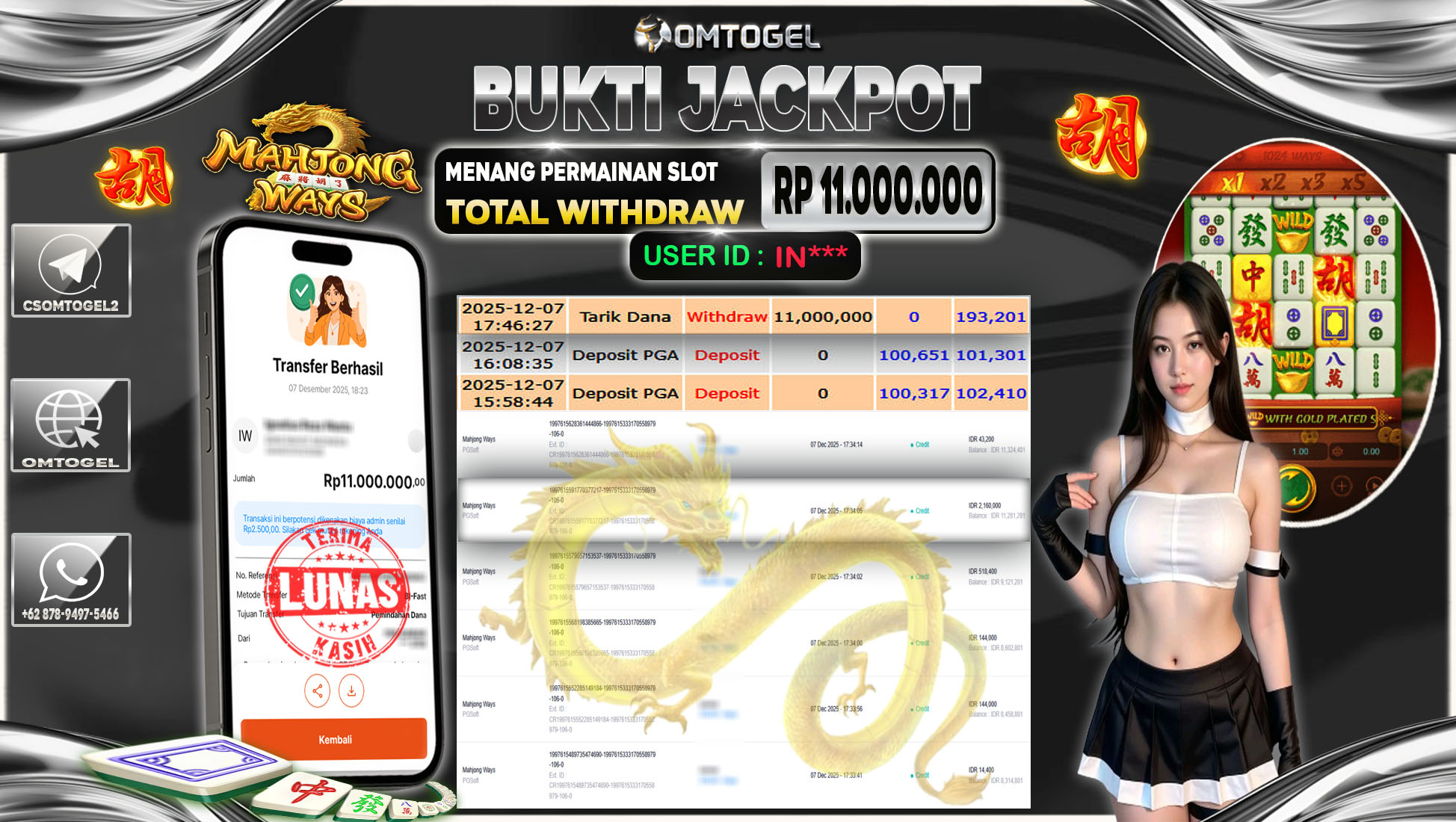 OMTOGEL JACKPOT PGSOFT MAHJONG WAYS   ,11 JUTA DI BAYAR LUNAS ,-