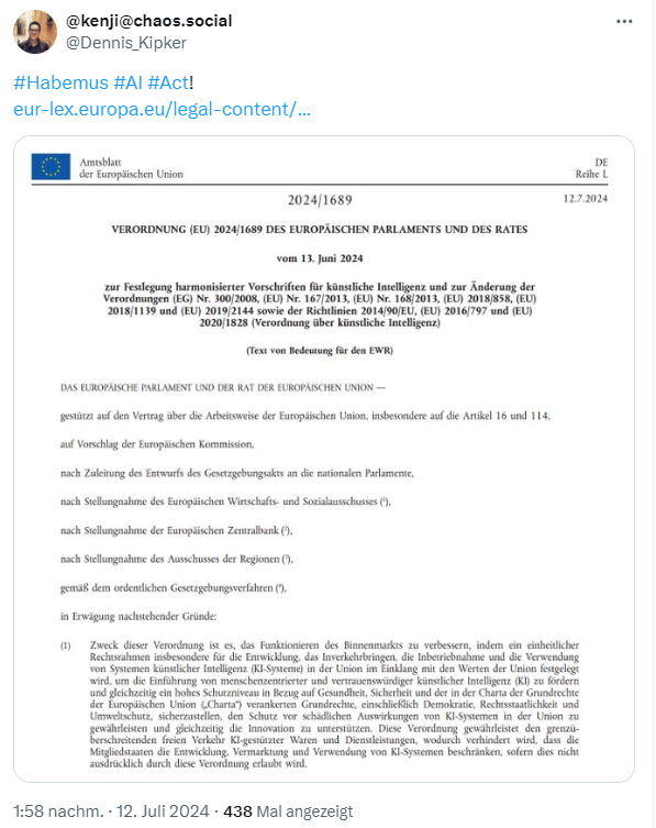 EU AI Act veröffentlicht EU AI Act veröffentlicht