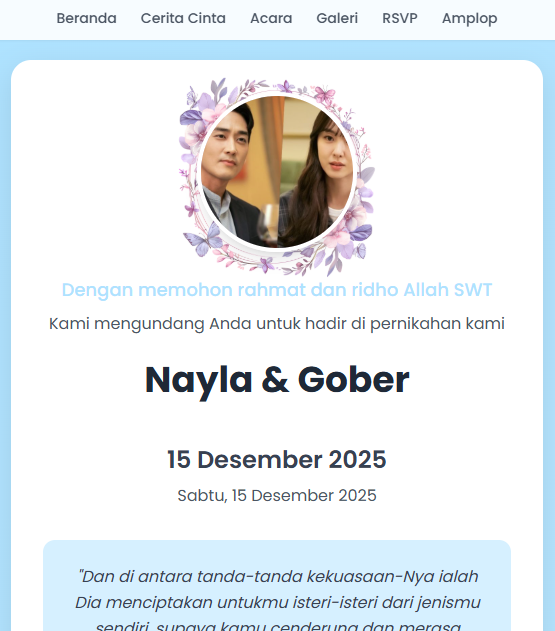 Template Undangan Pernikahan Minimalis Biru