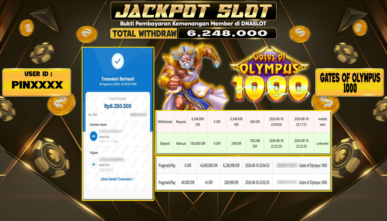 JACKPOT SLOT GATES OF OLYMPUS I000  18 AGUSTUS 2026