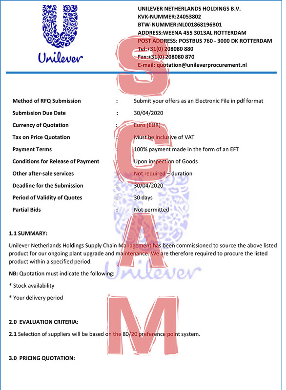 Frank Bakker Unilever quotationunileverprocurement.nl StopScamFraud