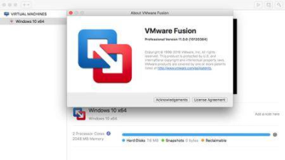 VMware Fusion Pro 11.1.0 Build 13668589 macOS