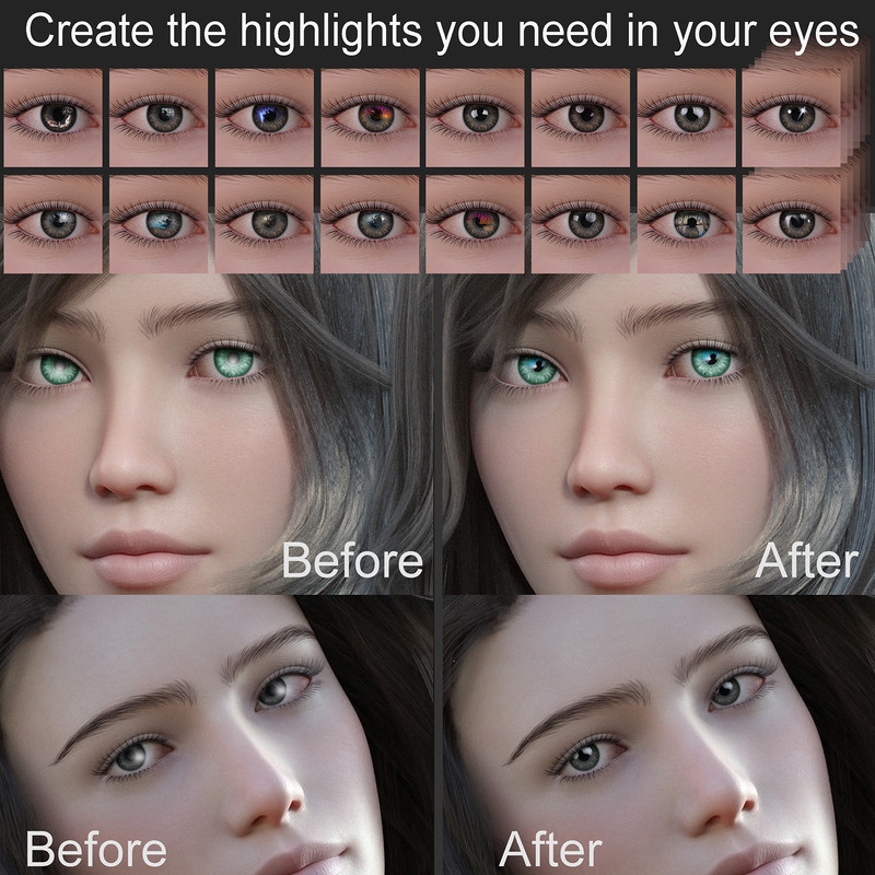 Set for Genesis 8 eye reflections