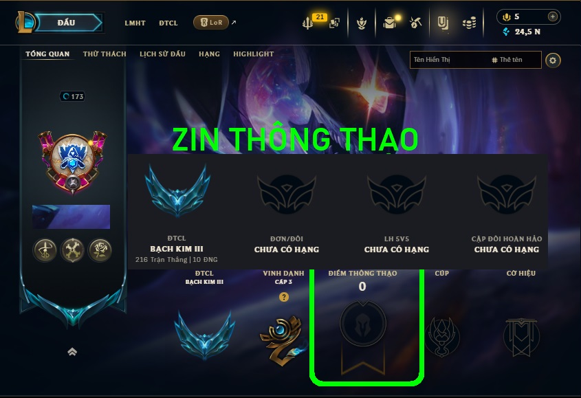 Acc LMHT # - Không Khung