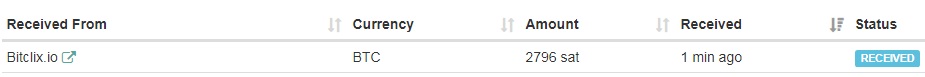 5th payment from Bitclix ( 0.00002796 BTC ) Bitclixpayment
