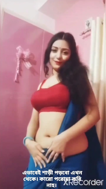 Rupsa Sexy Boobs and Navel in red bra and blue saree.mp4_snapshot_00.24.352
