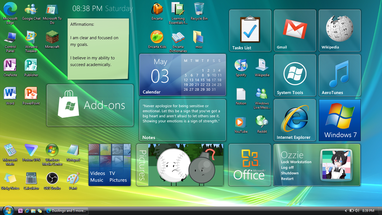 Ozzie's new Frutiger Aero setup! (As of May 3rd, 2025)
