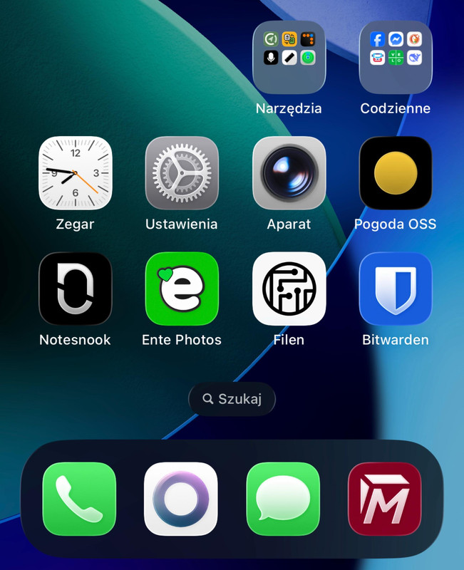 Mój minimalistyczny i zanonimizowany ekran główny na iOS