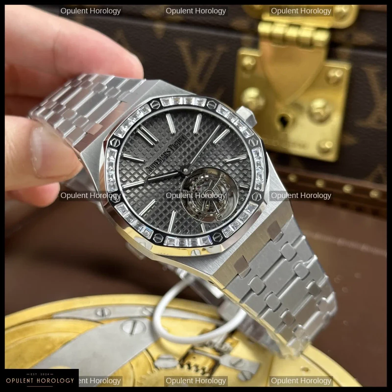 Audemars Piguet Royal Oak Flying Tourbillon 26730BC Baguette Diamond Gray Dial 41mm