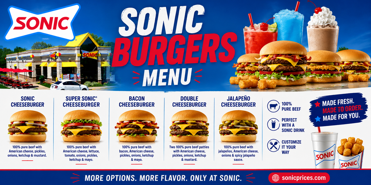 Sonic Burgers Menu