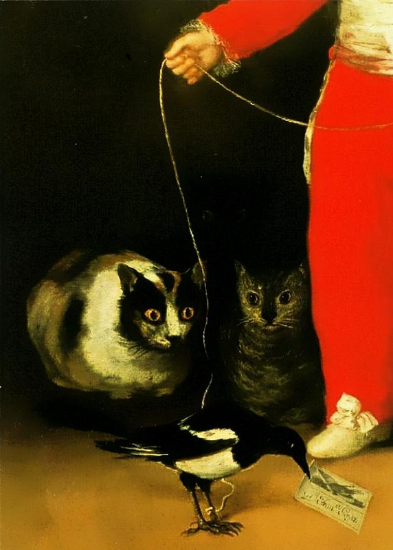 2-cats-and-magpie-francisco-goya