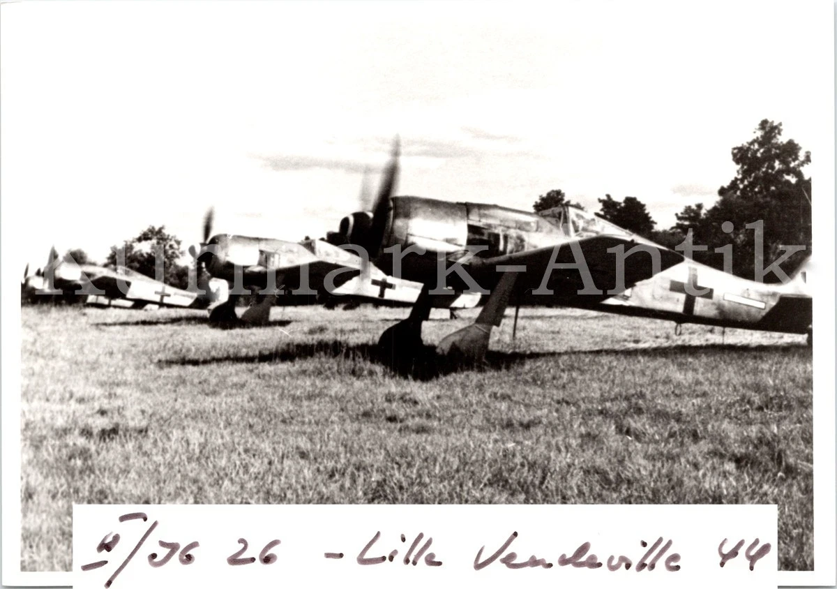 T555 Photo Wehrmacht Archive Repro Luftwaffe Aircraft Fw190 JG26 France 1944