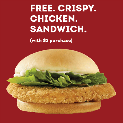 Get a Free Wendy’s Crispy Chicken Sandwich with Purchase in the App Get a Free Wendy’s Crispy Chicken Sandwich with Purchase in the App