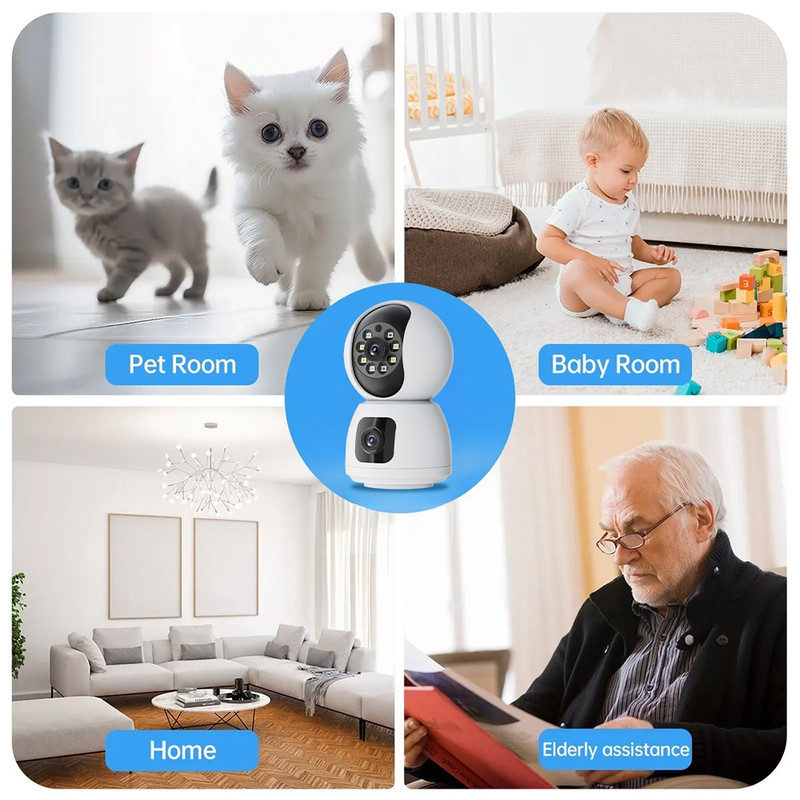 Cámara Vigilancia WiFi Interior 4K HD, Cámara Vigilancia Domicilio WiFi con WiFi 360° Cámara de Seguridad para bebé, Perro, Visión Nocturna, Seguimiento Automatico, Detección AI，Audio Bidireccional - details 2