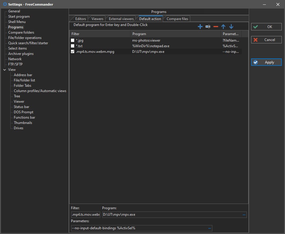 Free Commander 946 Default Action