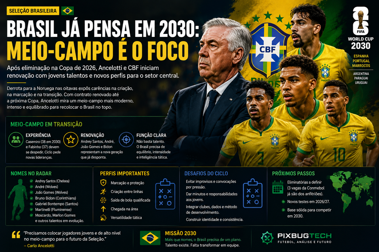 Brasil já pensa em 2030: renovar o meio-campo é urgente, mas trocar nomes não resolverá tudo
