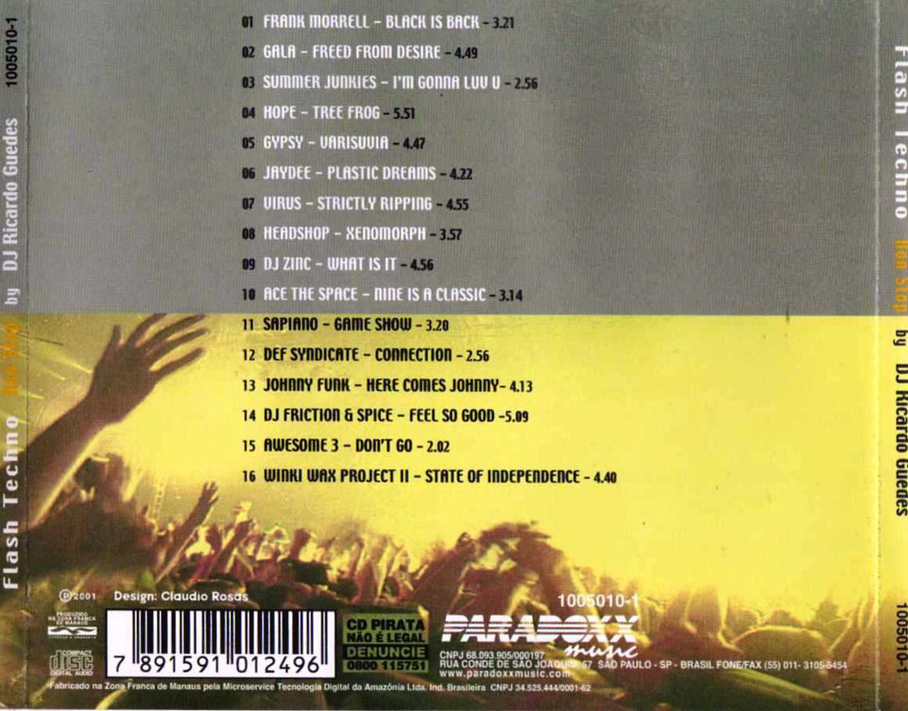 paradoxx - 05/01/2023 - Flash Techno NONSTOP By DJ Ricardo Guedes - Paradoxx Music (2001) Back