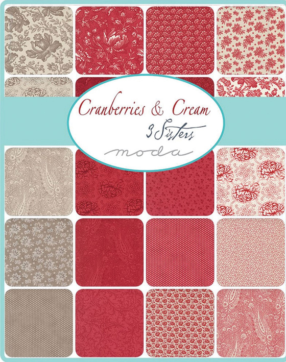 3 Sisters CRANBERRIES and CREAM Cream Cranberry Moda 100% cotton Quilting Fabric Swirl Soiree Blender Scroll Winter Christmas