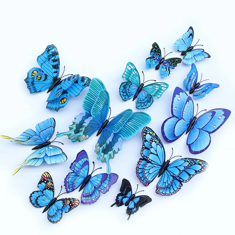 Set 12 fluturi decorativi de pus pe perete 3D cu magnet ieftini decoratiuni  pereti perdele – zella.ro