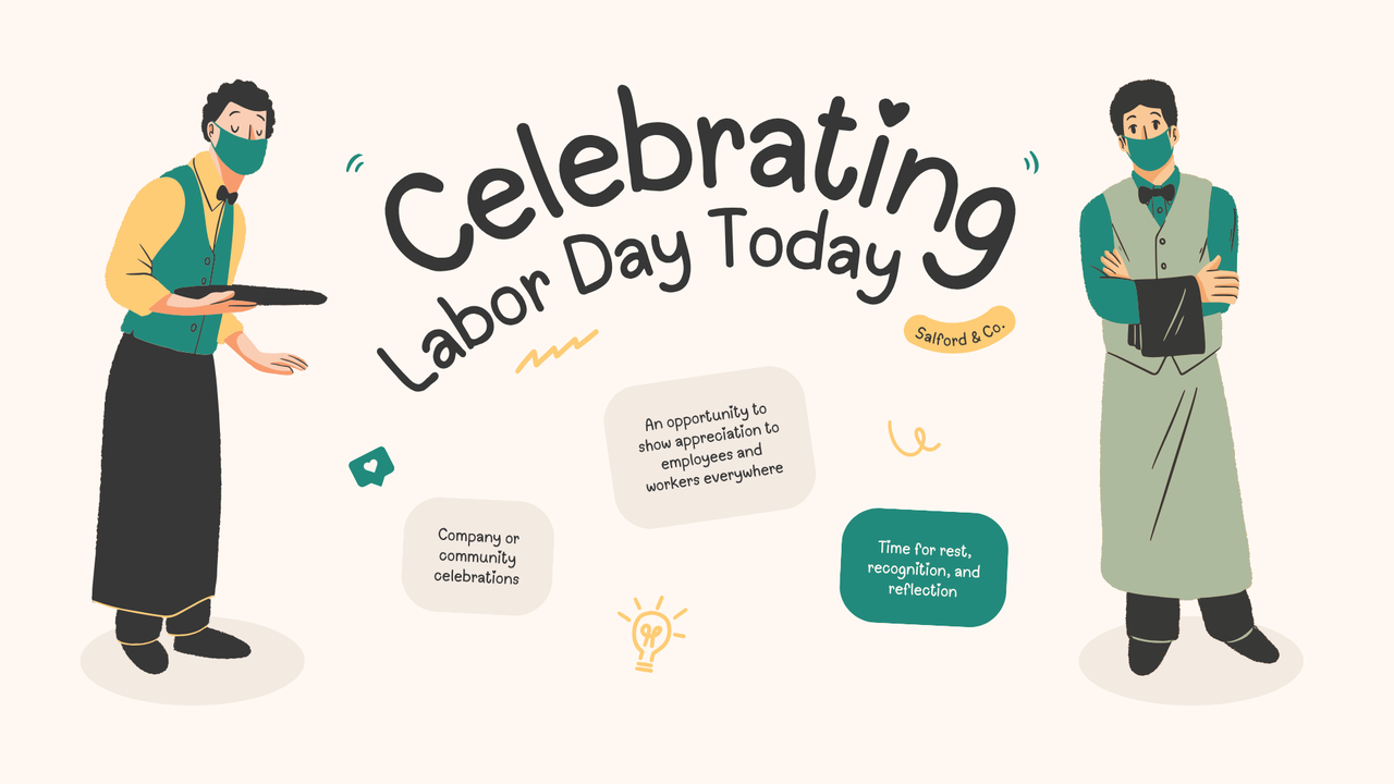 Tan Green and Black Illustrative Labor Day Presentation