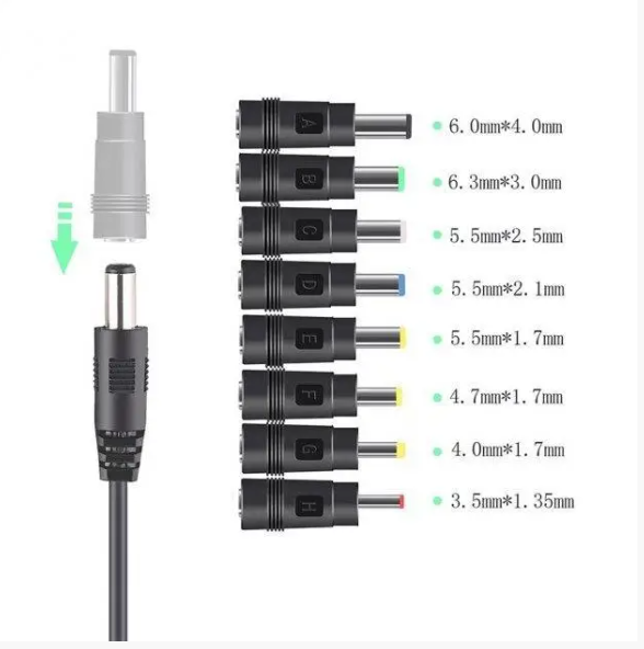 Набір перехідників DC гніздо (Female) 5.5x2.1mm на штекери (Male) 5.5x2.1mm, 3.5x1.35mm, 4.0x1.7mm та ін.