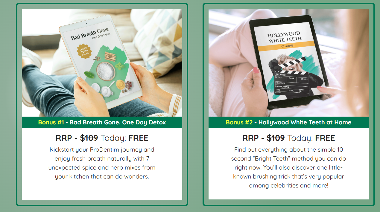Bônus oferecidos na compra do ProDentim