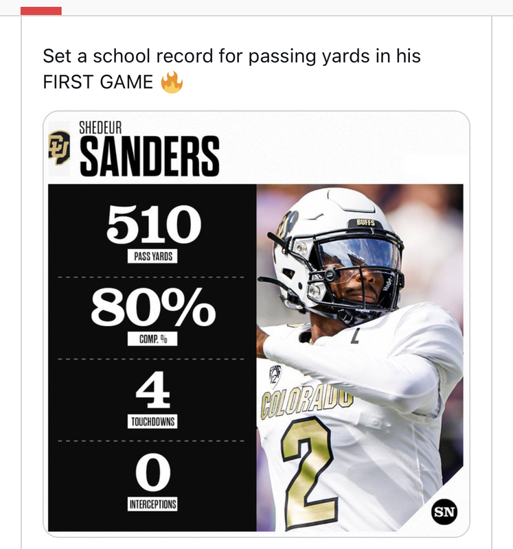 Shedeur Sanders stats today Colorado QB throws for school record 510 yards in upset of TCU