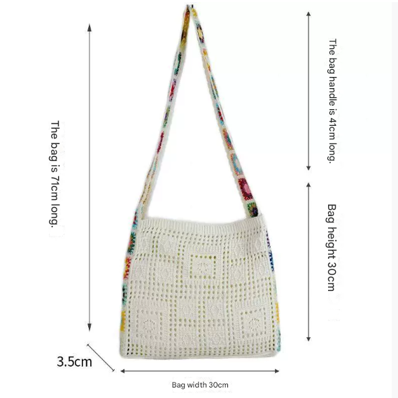 Light Khaki Chic Bohemian Hollow Knit Tote Bag | Large Capacity Crossbody Shoulder Bag | Versatile Casual Holiday Style