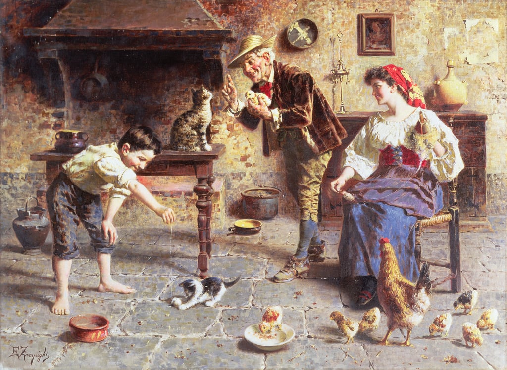 Eugenio-Zampighi-In-the-Kitchen-painting-Meister-Drucke-912228