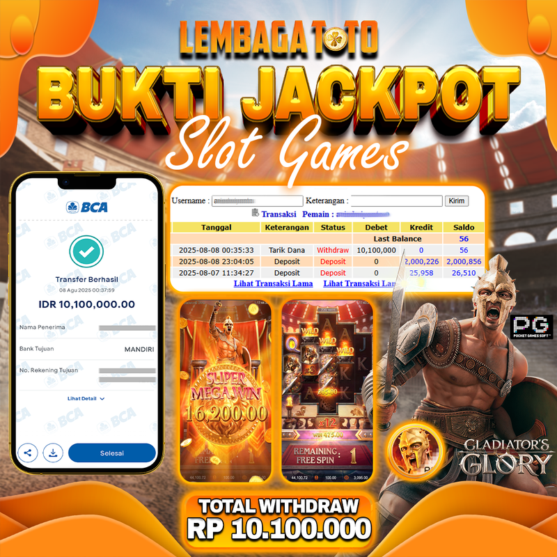 BUKTI JACKPOT 09 AGUSTUS LEMBAGATOTO LEGEND OF PERSEUS  Rp.10.100.000,- LUNAS