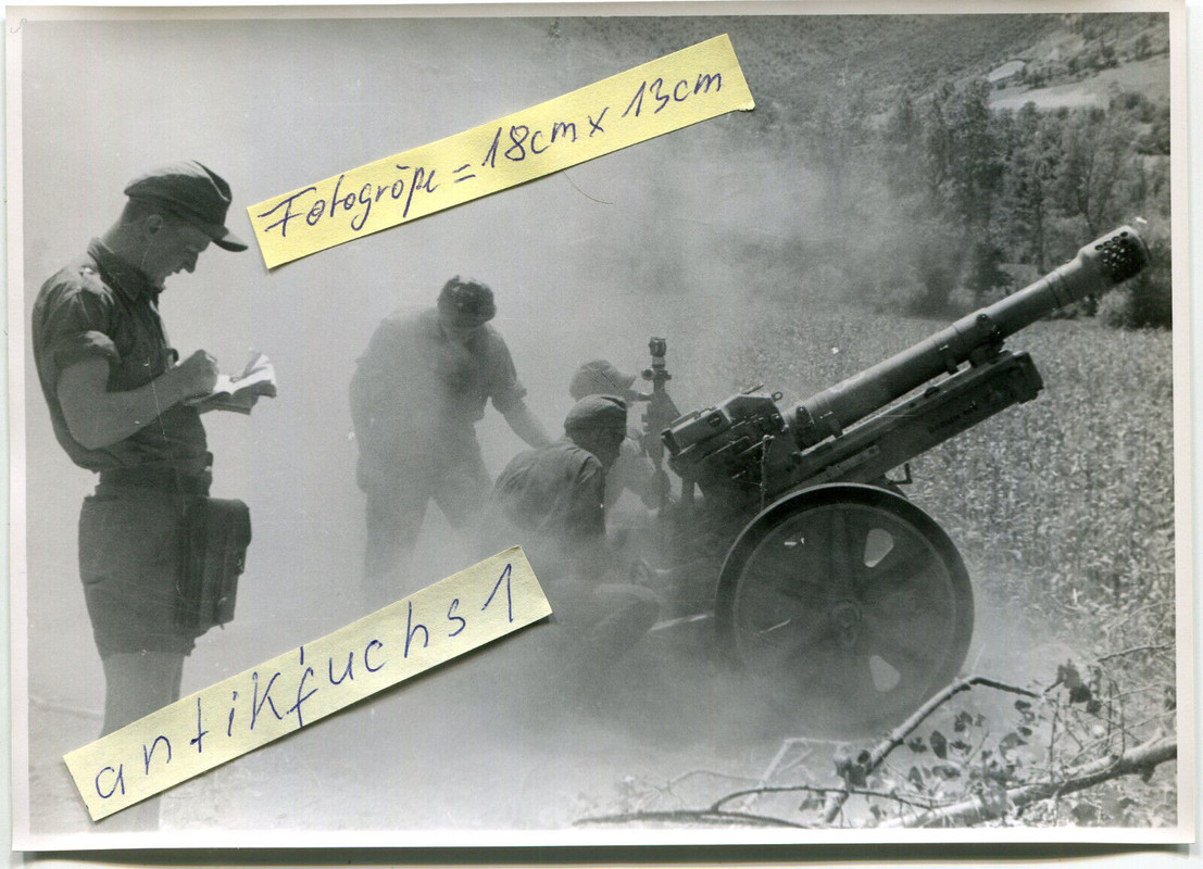 Deut. Fallschirmjäger mit Geschütz beim Gefecht auf Insel Kreta im 2.WK