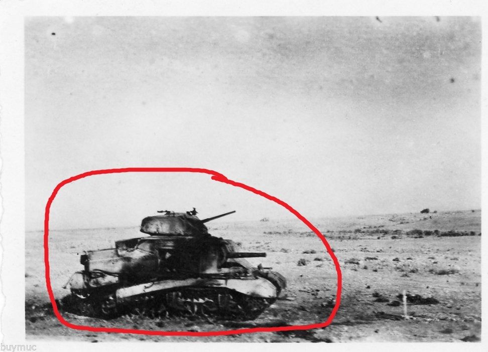 FOTO AFRIKA BEI EL ALAMAIN ZERSTÖRTER USA PANZER