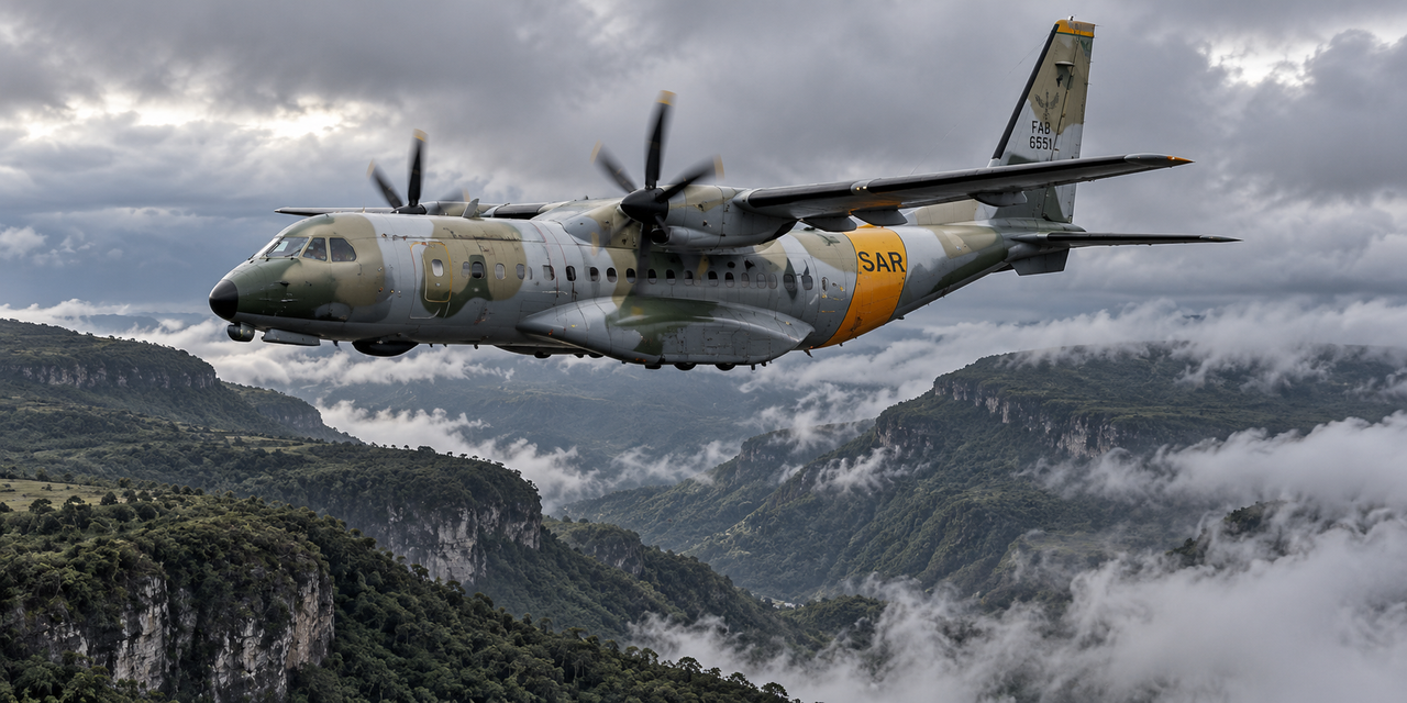SC-105 Amazonas da FAB reforça buscas por helicóptero desaparecido com Rick em Santa Catarina