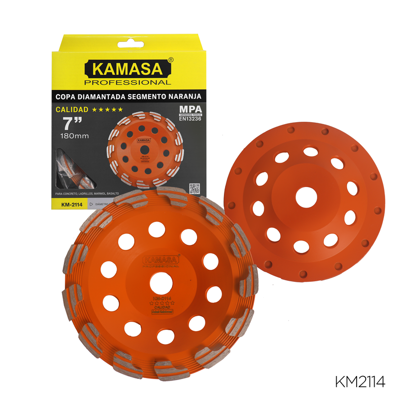 DISCO COPA DIAMANTADO TRIPLE SEGMENTO 7" (180MM) NARANJA KAMASA*****