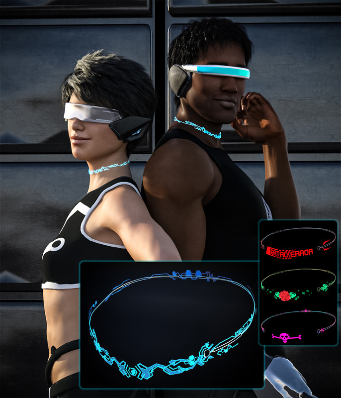 Holo Choker for DAZ Studio Iray G8F G8M Holo Choker for DAZ Studio Iray G8F G8M