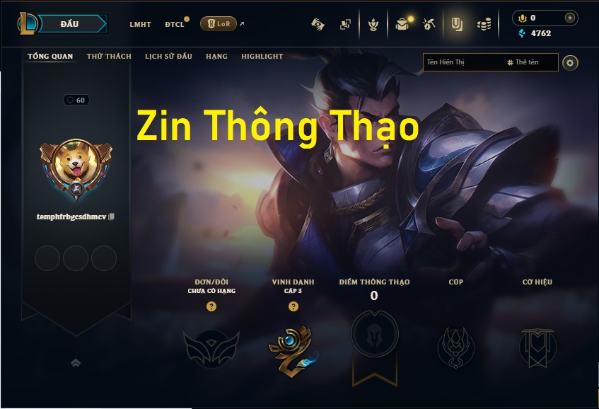 Acc LMHT # - Không Khung