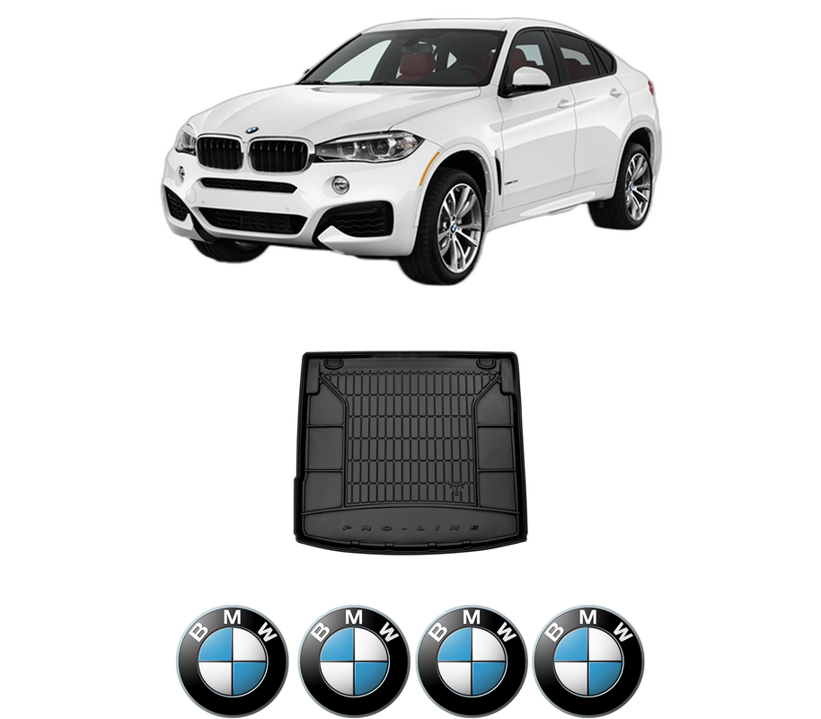 Tavita Portbagaj BMW Seria X6 (F16, F86) din 2014-2019, Protectie Portbagaj Auto, 4x Stickere auto cu BMW