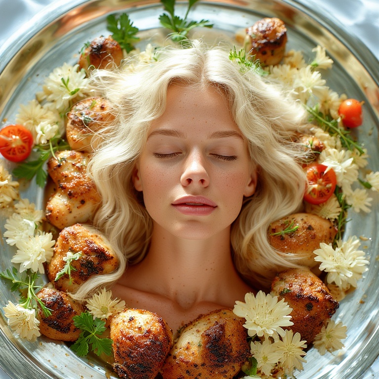 Garden wedding wom served Blonde head 0 01