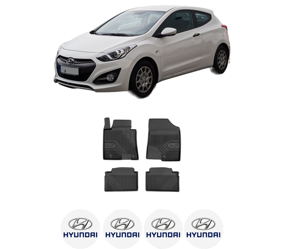 Set covorase presuri HYUNDAI i30 Coupe din 2013-2017, auto, din cauciuc thermoplastic, 4 Stickere auto cu HYUNDAI