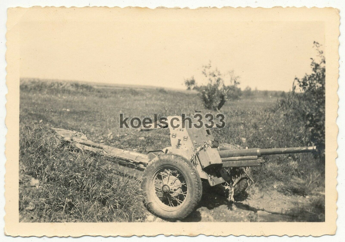 Foto russisches 3,7cm PaK Geschütz an der Ostfront ! Wehrmacht Beute Waffen !