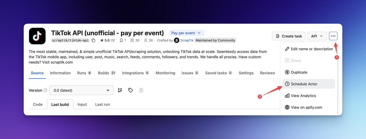 Schedule your actor runs