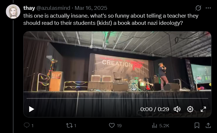 J. Misha encouraging an audience member to read Mein Kampf to their class because the kids might "li