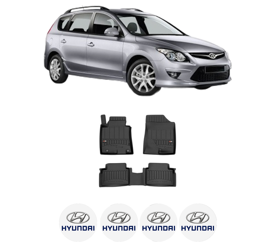 Set covorase presuri HYUNDAI i30 Estate (GD) din 2012-2017, auto, din cauciuc thermoplastic, 4 Stickere auto cu HYUNDAI