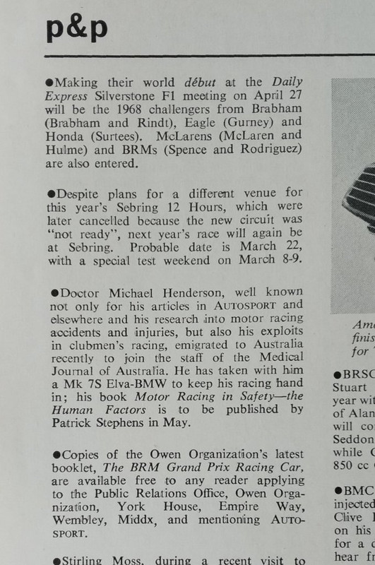 1968 Autosport Henderson emigrates TNF