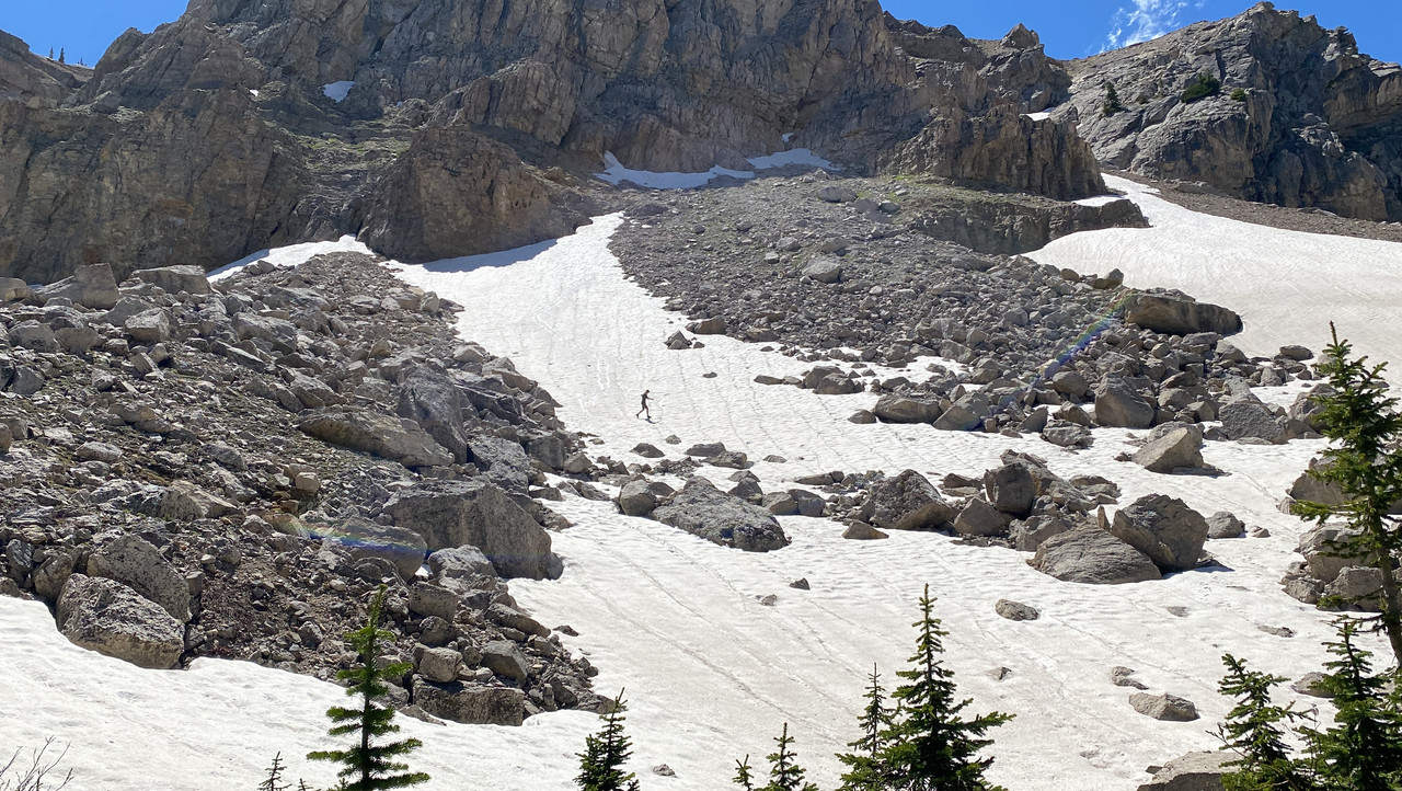 Standing on a big snow field